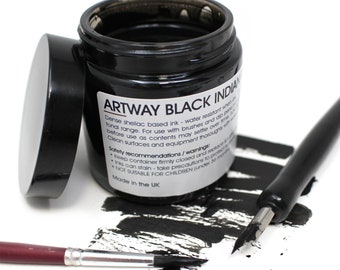 Artway Black Indian Ink for Drawing - 120ml Glass Jar