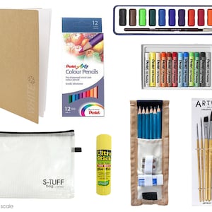 Artway Starter Art Kit 10 Items Including Pencils, Brushes, Pastels, Paints and More Ideal for Kids, School GCSE's image 1