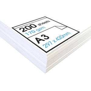 Artway Studio Acid Free A3 Cartridge Paper - 200 x 170gsm Sheets - Loose Sheets Ideal for Dry Applications