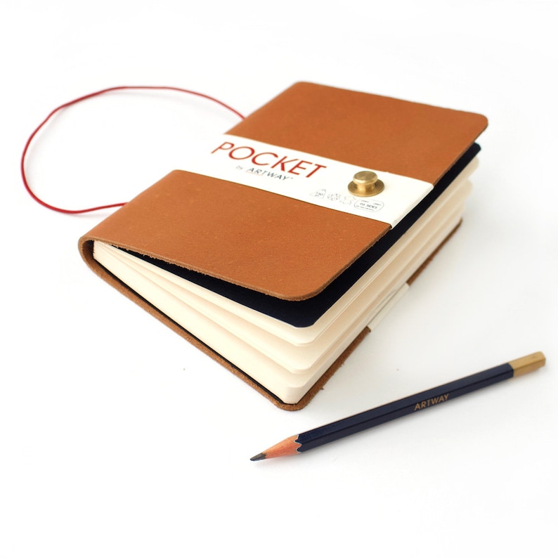 Artway Leather Pocket Journal/sketchbook and Pencil 150gsm Etsy UK