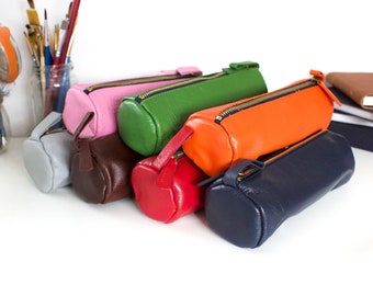 Artway Soft Leather Pencil Case - 20cm Long - Orange Pencil Case - Pink Pencil Case - Green Pencil Case - Red Pencil Case + More Colours