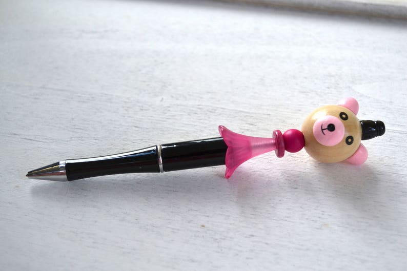 mother/'s day soft pink wooden bead Christmas Jewel penspen TEDDY BEAR gift Valentine/'s day