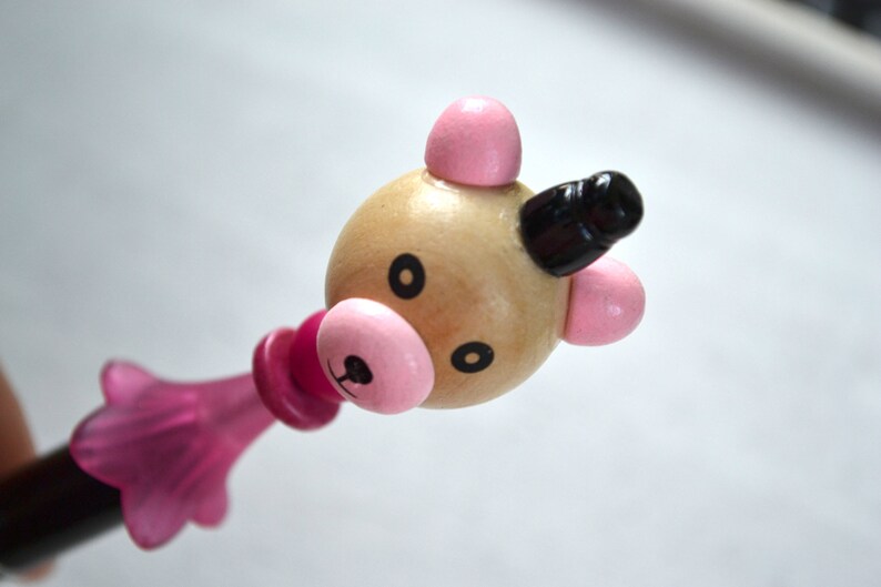 mother/'s day soft pink wooden bead Christmas Jewel penspen TEDDY BEAR gift Valentine/'s day