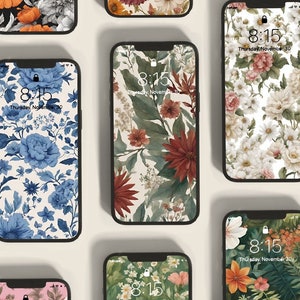12 Cottagecore Floral Phone Wallpapers, Vintage Flowers Lock screen, Cottagecore phone lock screens, Flower Field, Botanical, Pattern screen