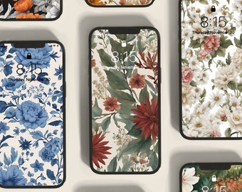 12 Cottagecore Floral Phone Wallpapers, Vintage Flowers Lock screen, Cottagecore phone lock screens, Flower Field, Botanical, Pattern screen