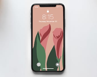 5 Floral Phone Wallpapers, Modern, Minimalist, Flower Field, Botanical, Abstract Design Illustration, Phone Background, Beautiful Colors