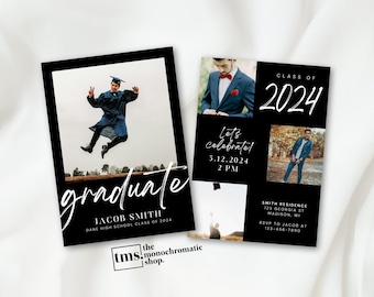 Graduation Invite Template 2024, Modern Graduation Invitation, Grad announcement, Senior graduation party, Boys graduation party invite, A