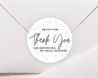 Editable Thank You Sticker Template, Thank You Label Template, Small Business Packaging, Business Branding Label, Small business stickers