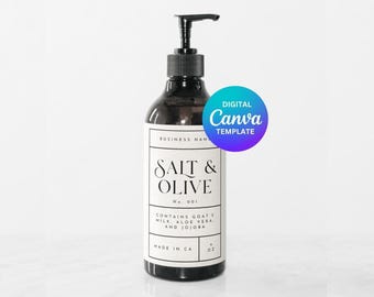 Pump Bottle Label Template, Lotion Label Design, Product Labels, Lotion Editable Template, 8 oz bottle label, body wash label, skincare | P