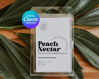 Retro Minimal Wax Melt Label Template, Editable Label DIY Modern Wax Tart Label, Customizable Pre Designed Label Template Instant Download