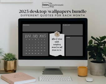 2025 Black Grey Organizer Wallpaper High-Quality Customizable 4K Matte Black Stickers Aesthetic Desktop Wallpapers MacBook Windows Wallpaper