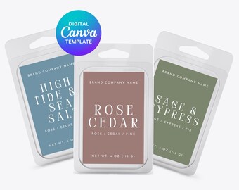 Colorful Classy Wax Melt Label Template, Editable Label DIY Modern Wax Tart Label, Custom Pre-Designed Label Template Instant Download | I