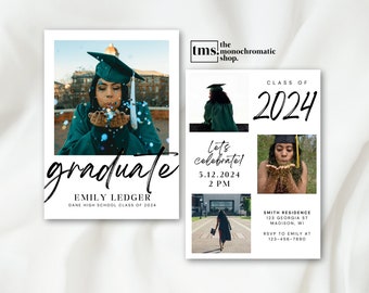 Graduation Invite Template 2024, Modern Graduation Invitation, Grad announcement, Senior graduation party, College graduation party invite,B