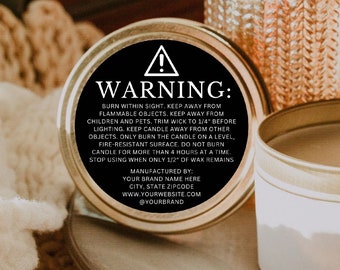 Editable Candle Warning Card, Printable Candle Care Instructions Card, Small Business Packaging, Canva Template, DIY Candle Safety Label