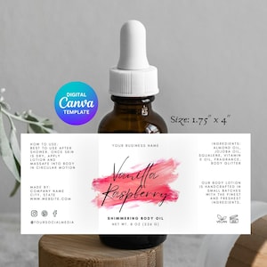 Dropper bottle label template, digital template, serum bottle label, oil bottle label, face oil label, hair oil label, Canva download | X