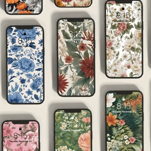 24 Cottagecore Floral Phone Wallpapers, Vintage Flowers Lock screen, Cottagecore phone lock screens, Flower Field, Botanical, Pattern screen
