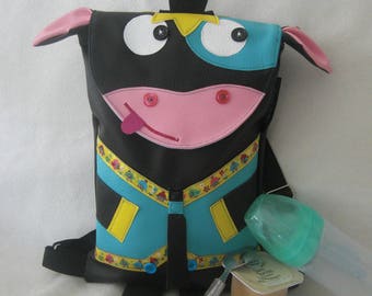 Sac d'école maternelle/crèche/sac à goûter/sac à doudou enfant taureau en simili cuir noir