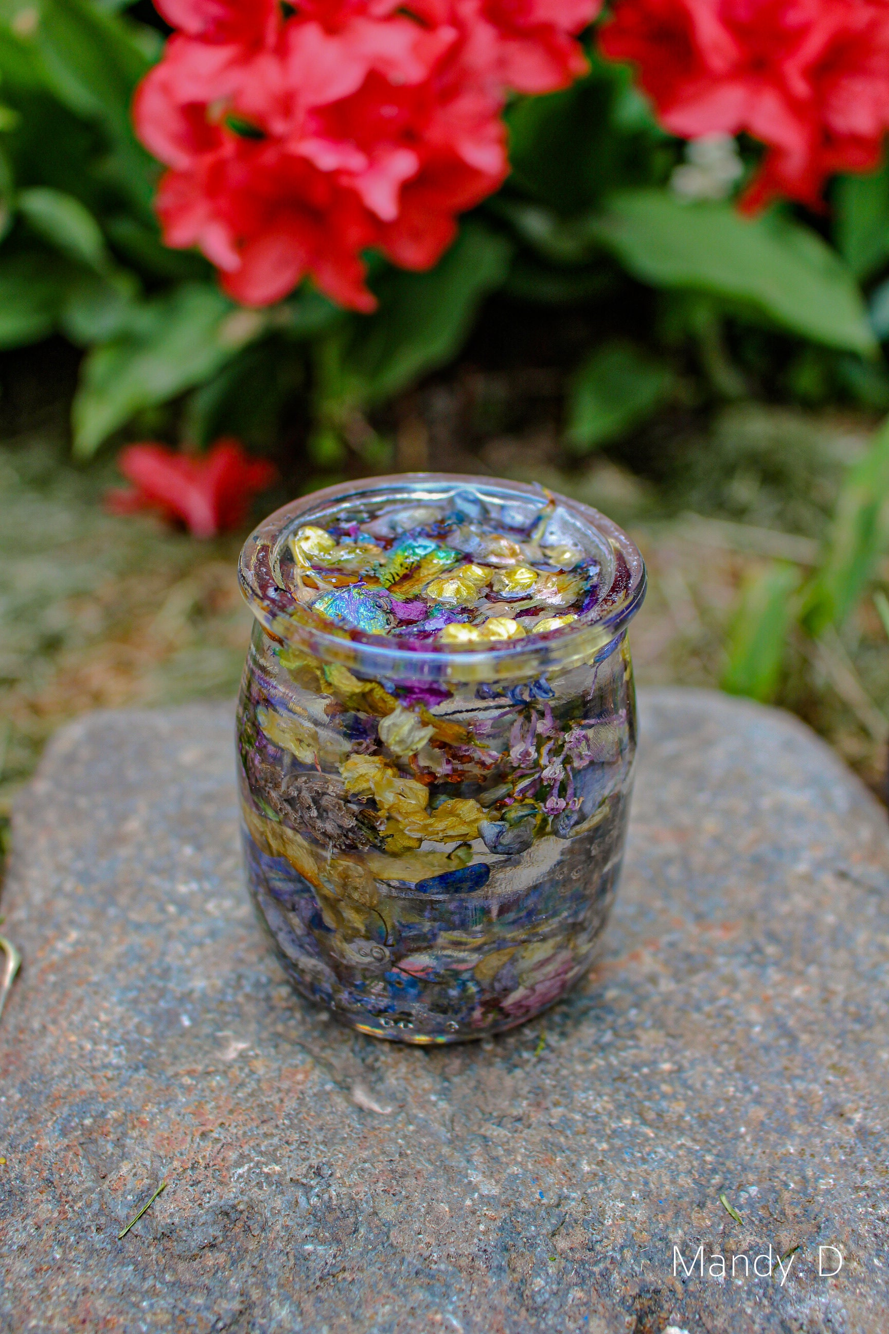 Fiole Champs Florale avec Fleurs Séchées et Minéraux