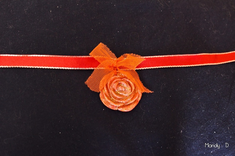 Neck Ras necklace ribbon with pink