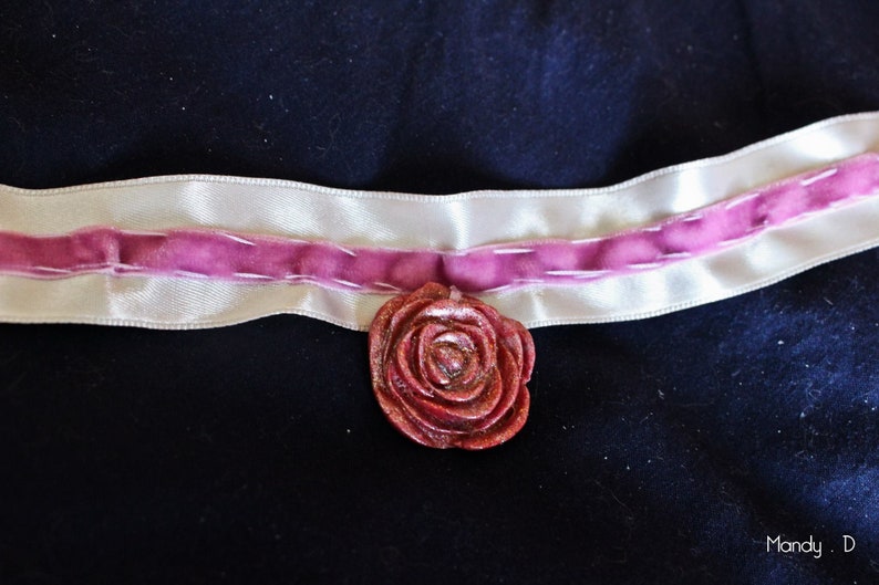 Neck Ras necklace ribbon with pink