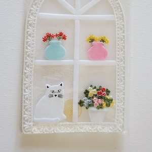 Vintage Hand Embroidered Plaque With Suction Cup Hanger