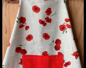 "My Poppies" kitchen apron for women, one size