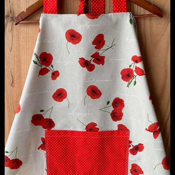 Tablier de cuisine "Mes Coquelicots "pour femme, taille unique