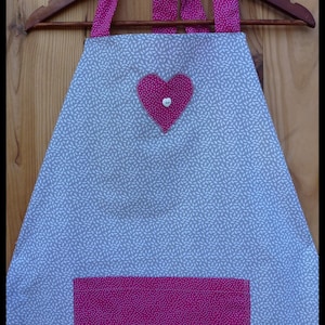 Keukenschort &quot;In fuchsia en grijs&quot;, uniek model