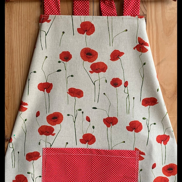 Tablier de cuisine "Mes Coquelicots " pour femme ,taille unique