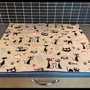 "My Cats" kookplaatbeschermer van zeildoek, katoen en viscose
