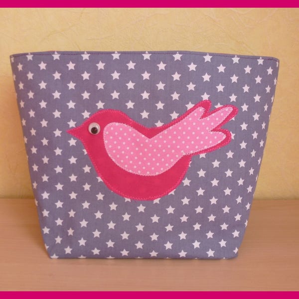 Panier de rangement "Mon Petit Oiseau" en tissu