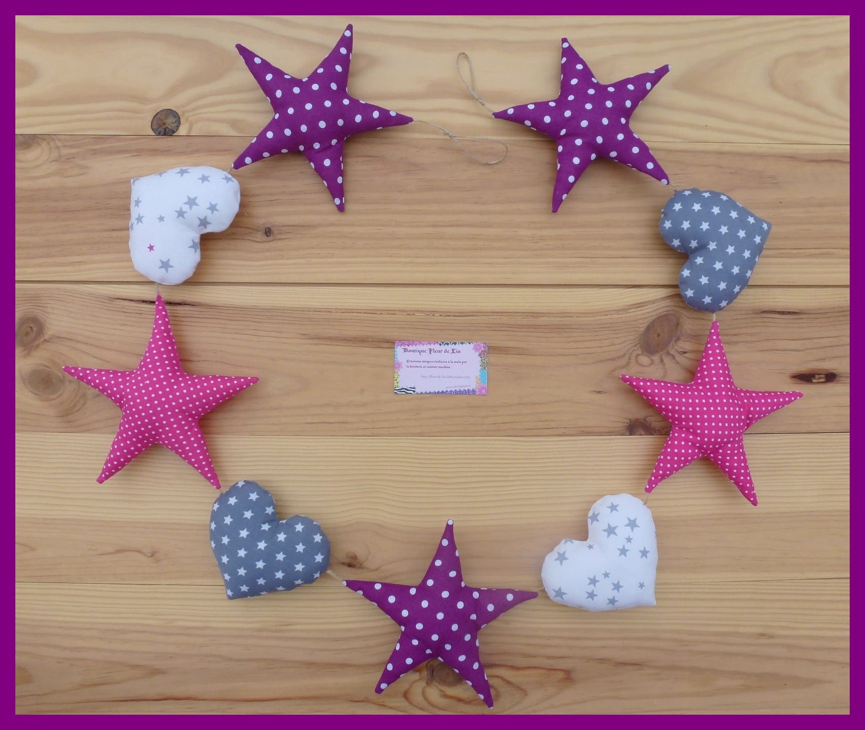 Guirlande d'étoiles et de Coeurs Pour Décoration Chambre d'enfant