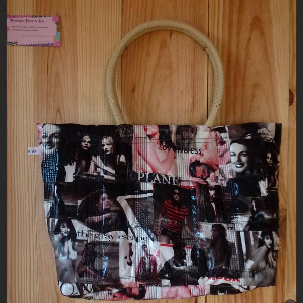 Sac à main en tissu matelassé motif "Les Femmes"