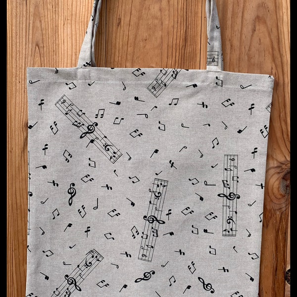 Sac en tissu "Vive les Notes de musique" ,idéal pour les partitions..;