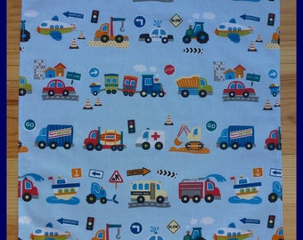 Serviette de table bleu "Mon Tracteur, Mon Camion"