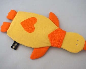 Knistertuch Ente in gelb-orange