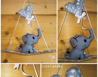 Gray elephant baby suspension and its balloon baby room wall decoration