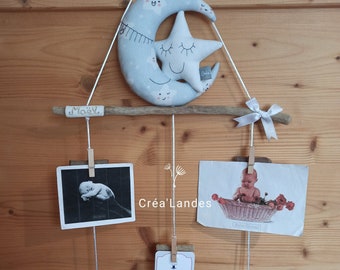 Photo mix blue-grey white Photo holder child baby room decoration birth gift