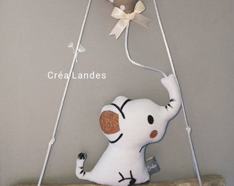 Baby room wall decoration driftwood fabric model baby white elephant and his balloon