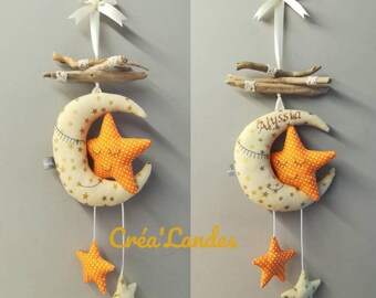 Mobile Avec Prenom En Bois Massif Naturel Deco De Chambre Etsy