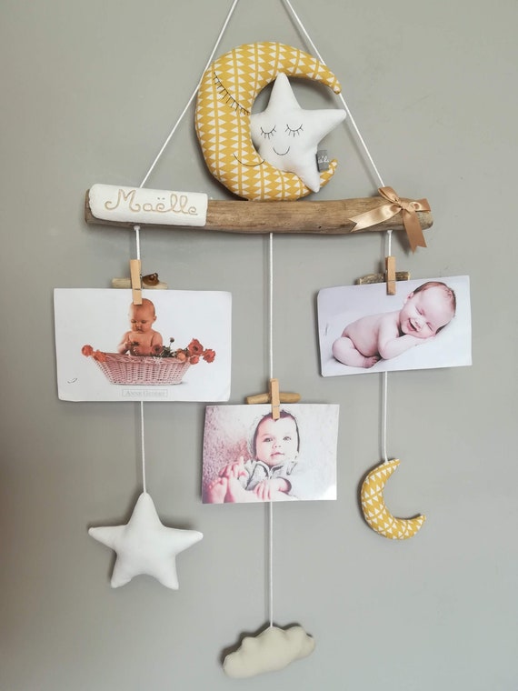 Porte Photos Pele Mele Photos Bois Flotte Mobile Enfant Bebe Etsy France