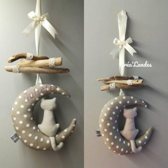 Mobile Wall Decoration Wood Floated Cat On The Moon Room Etsy Mobile Wall Decoration Wood Floated Cat On The Moon Room Etsy