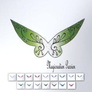 ailes fée transparentes 12 cm dégradés de couleurs motifs arabesques pailletées  pour figurines fées, petites poupées