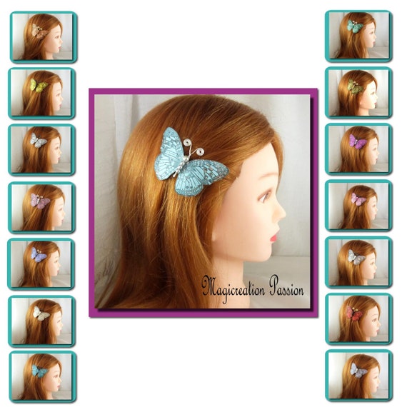 Butterfly Silk French Barrette Hair Clip 6 Cm Assorted Etsy