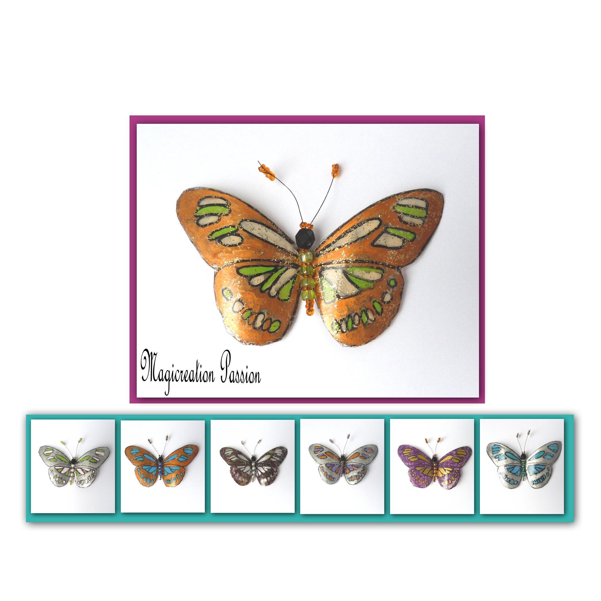 Magnet Papillon 8.5 cm + 1 Aimant, Plastique Recyclé, Plusieurs Coloris, Décoration Murale Romantiqu