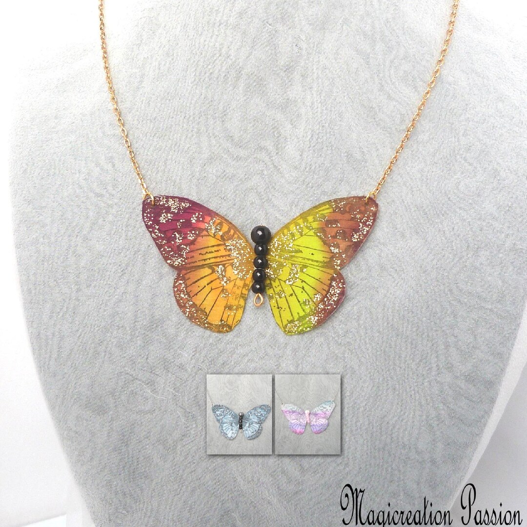 Collier Papillon 3D En Acier Inoxydable - Couleur Rose Doré - Pour Femme - Neuf Avec étiquette