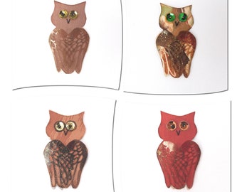 magnet hibou soie, aimant oiseau décoratif + 1 aimant, 6 cm,  Home déco, décoration mur, lampe et abat-jour, plusieurs coloris au choix