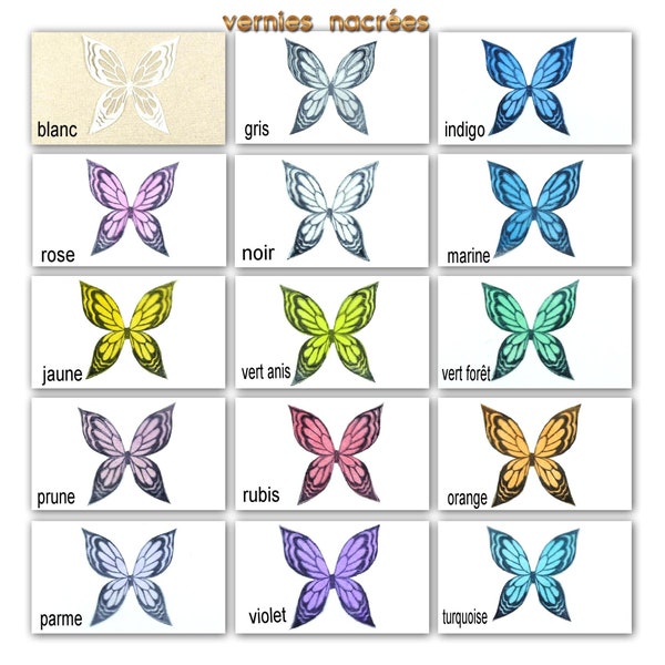 ailes papillon transparentes pailletées ou vernies 3.5 cm "Ysatis" carterie,scrapbooking,déco florale, fée, bébé fimo, home déco,bijoux