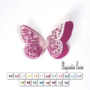 ailes papillons doubles, soie et transparent motif blanc ou noir, 5 cm, création bijou, carterie, scrapbooking, déco bouquet,  "Apolline"