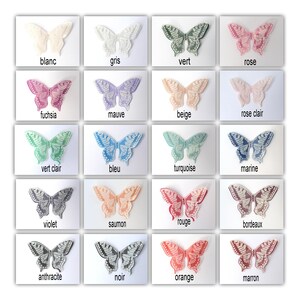 ailes papillons doubles, soie et transparent blanc ou noir pailleté argenté, 5 cm, plusieurs coloris, création bijou, carterie, scrapbooking image 3